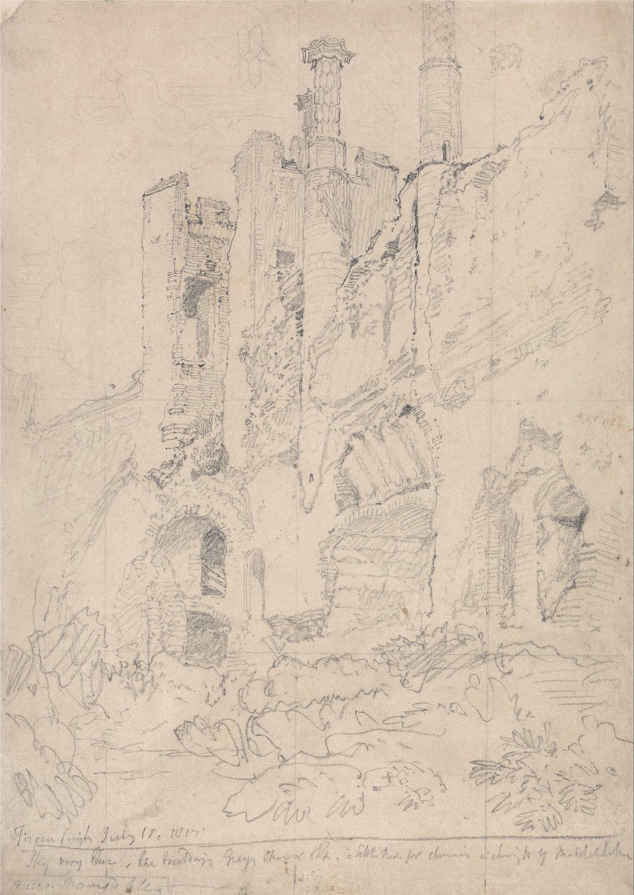Kasteel Framlingham, Suffolk: Deel van het vervallen interieur door John Sell Cotman
