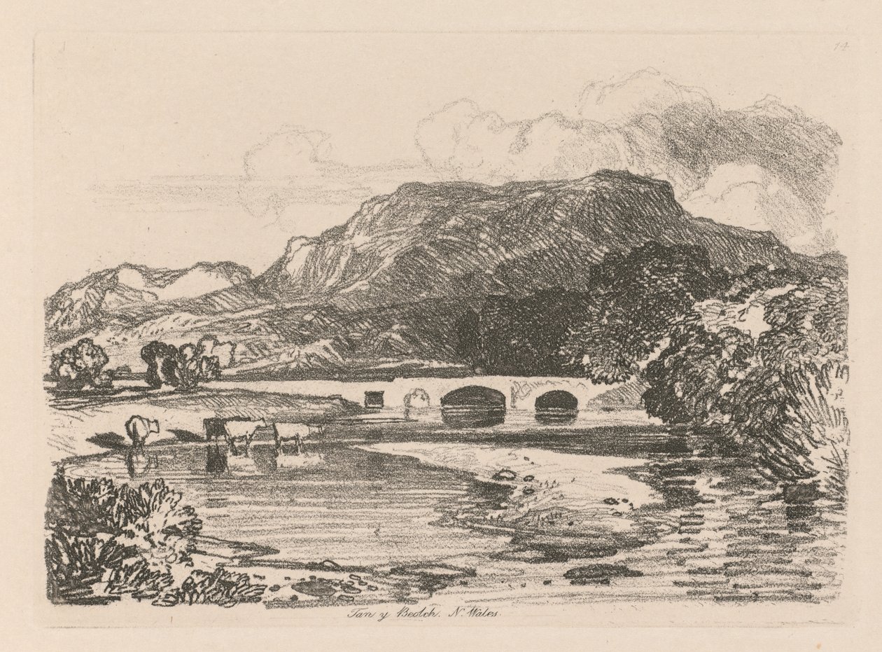 Liber Studiorum: Plaat 14, Tan-y-Bwlch, Merionethshire, Noord-Wales, 1838 door John Sell Cotman