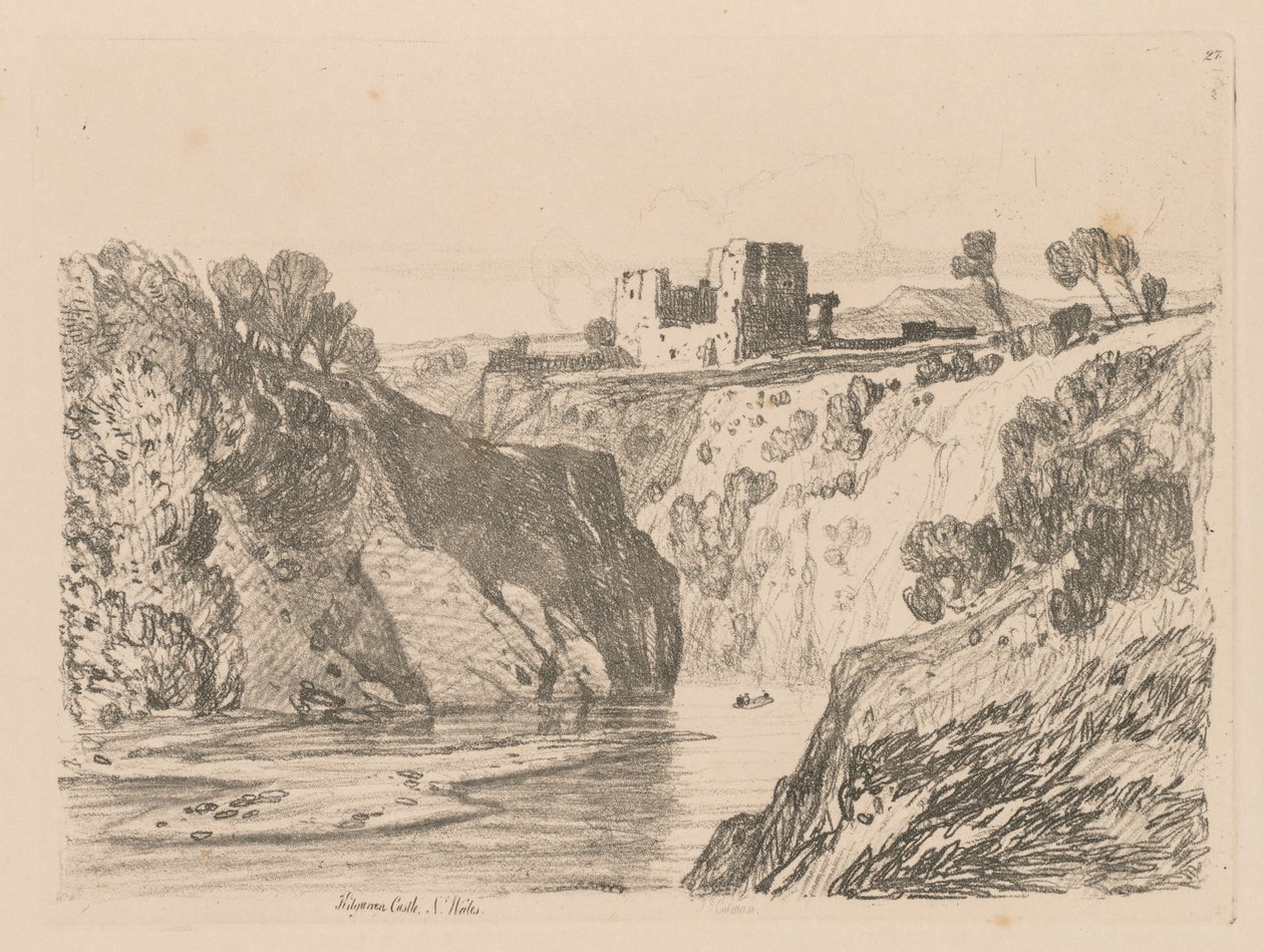 Liber Studiorum: Plaat 27, Kilgarren Castle, N. Wales door John Sell Cotman