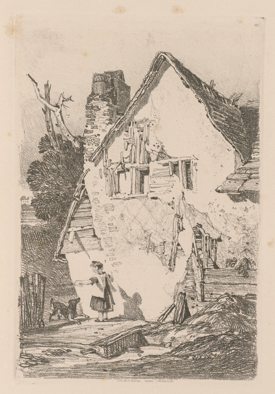 Liber Studiorum: Plaat 40, Lakenham, nabij Norwich door John Sell Cotman