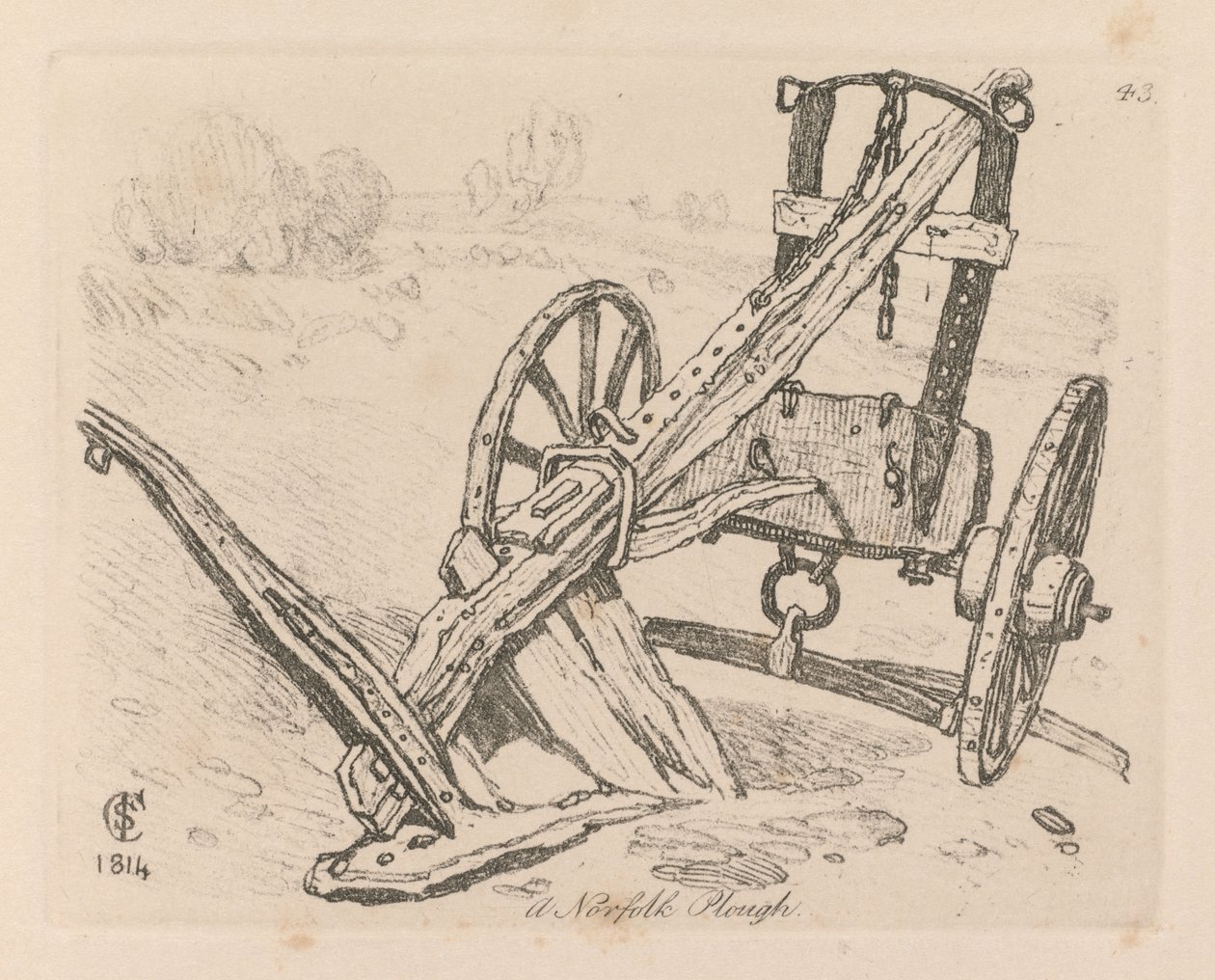 Liber Studiorum: Plaat 43, Een Norfolk Ploeg, 1814 door John Sell Cotman