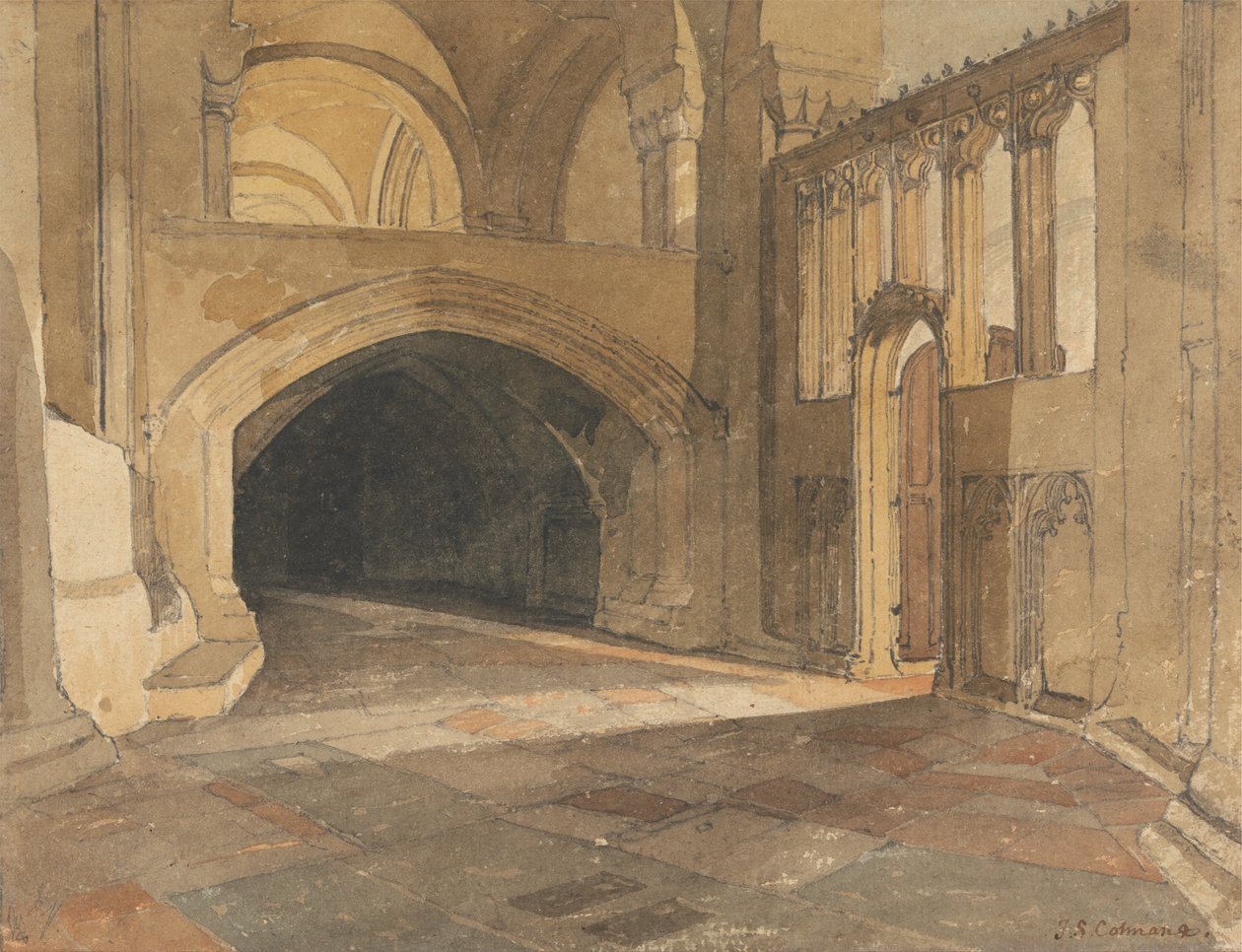 Kathedraal van Norwich: Ingang naar Jesus Chapel door John Sell Cotman
