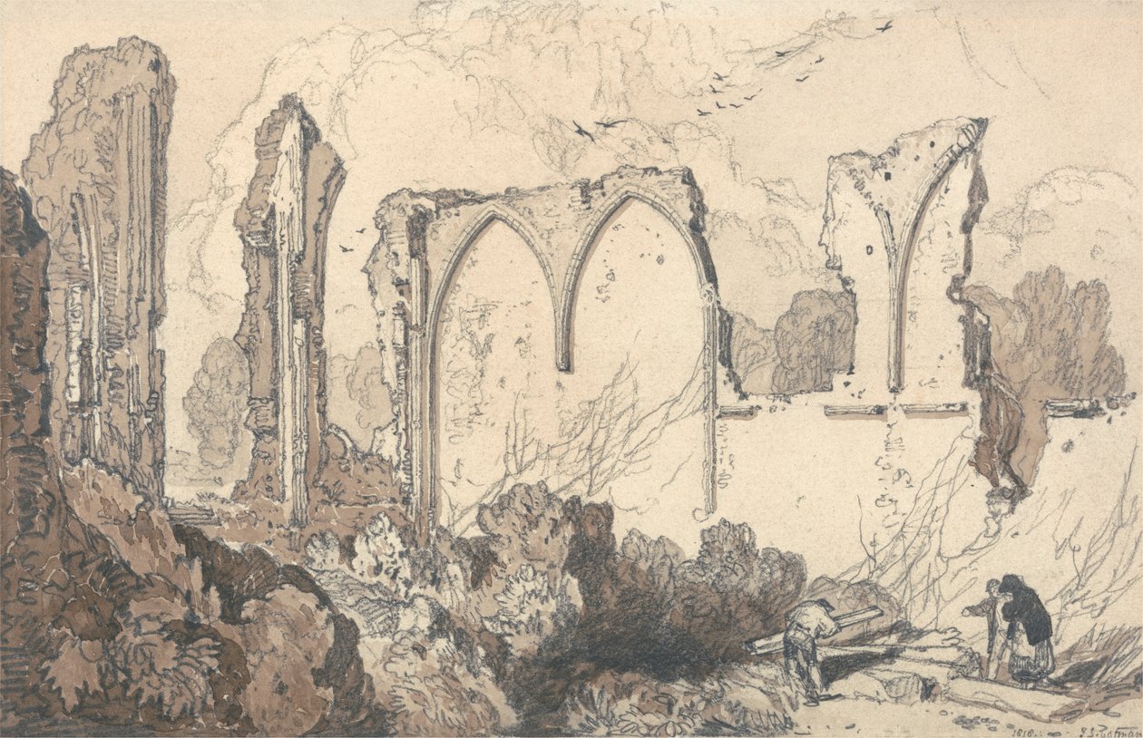 Ruïne achter de Vrije School, Thetford, Suffolk door John Sell Cotman
