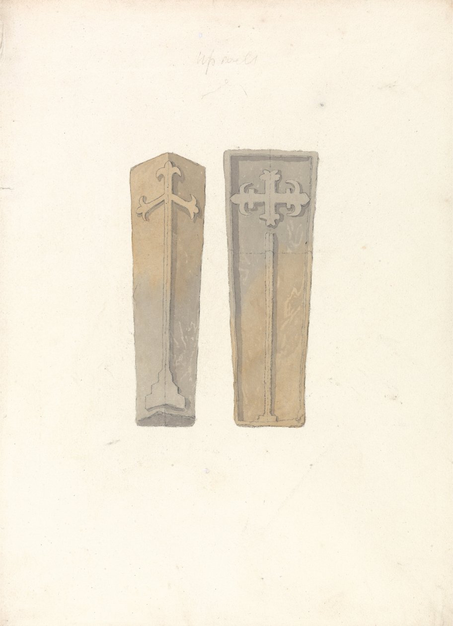 Studies van twee doodskistdeksels uit Norfolk-kerken door John Sell Cotman