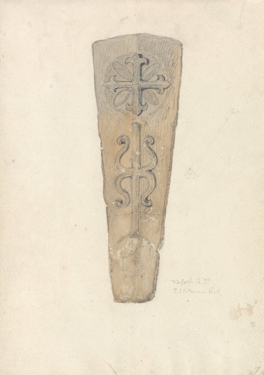 Studie van een kistdeksel uit een () Norfolk kerk door John Sell Cotman