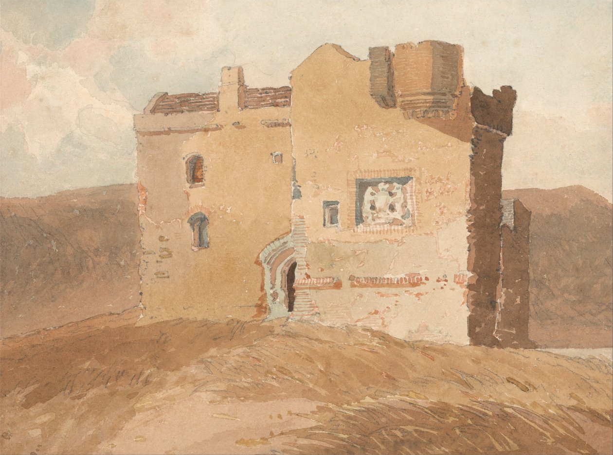 Ongeïdentificeerd kasteel (vroeger Clanbury Castle genoemd) door John Sell Cotman