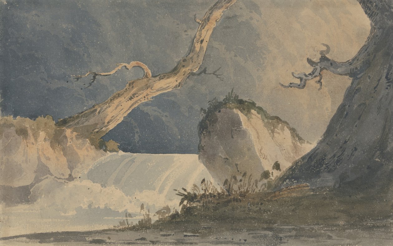 Waterval in een verlaten landschap door John Sell Cotman