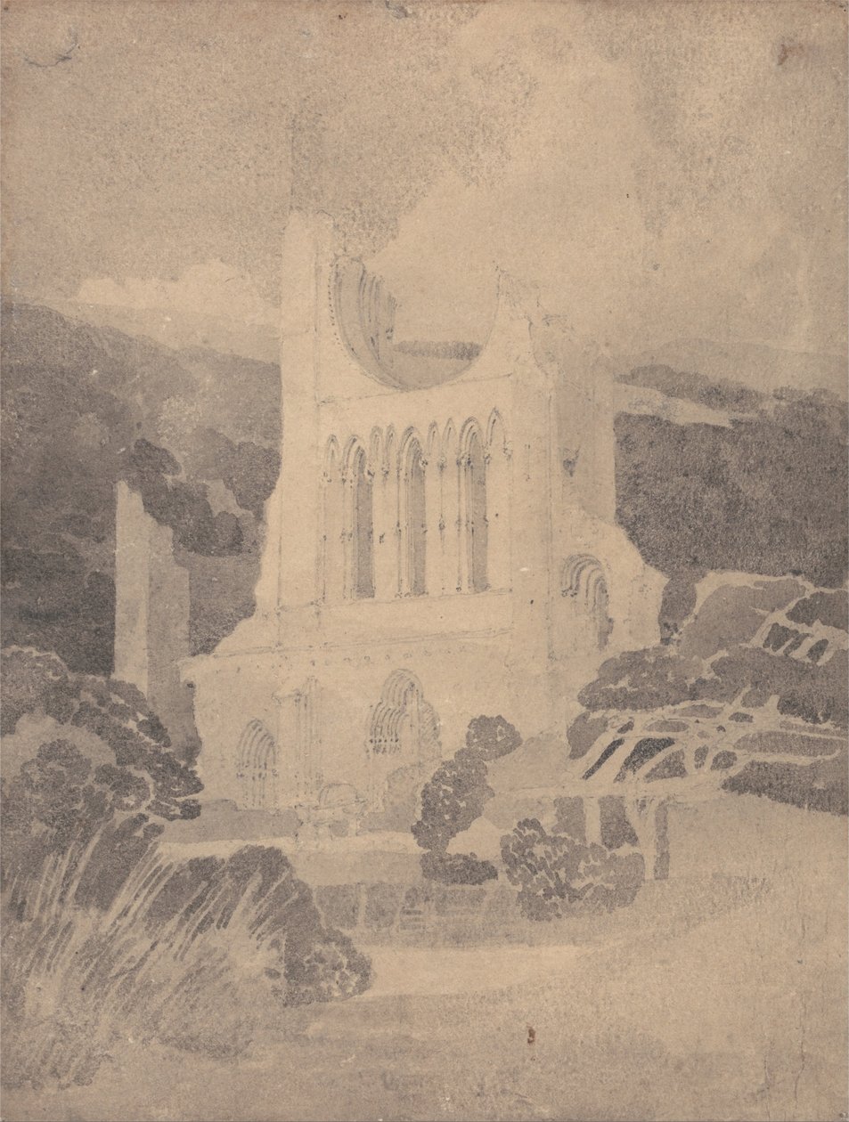 Westelijke voorkant van Byland Abbey, Yorkshire door John Sell Cotman