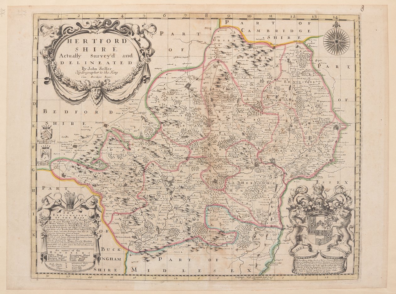 Kaart van Hertfordshire door John Seller