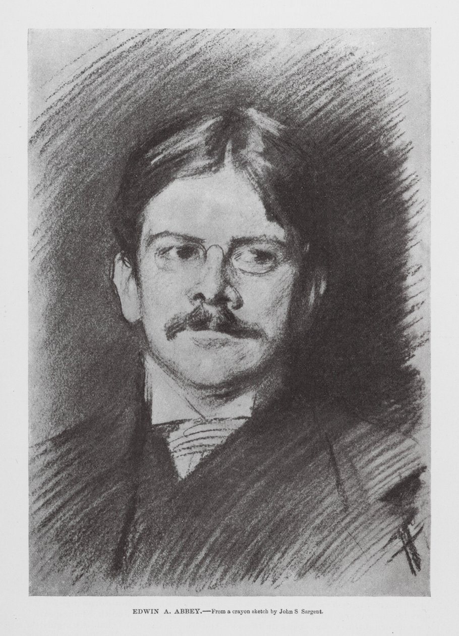 Edwin A Abbey (gravure) door John Singer (after) Sargent