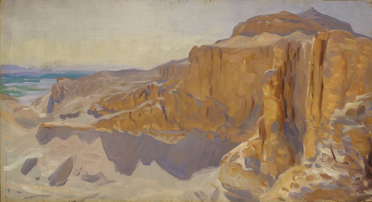 Kliffen bij Deir el Bahri, Egypte door John Singer Sargent