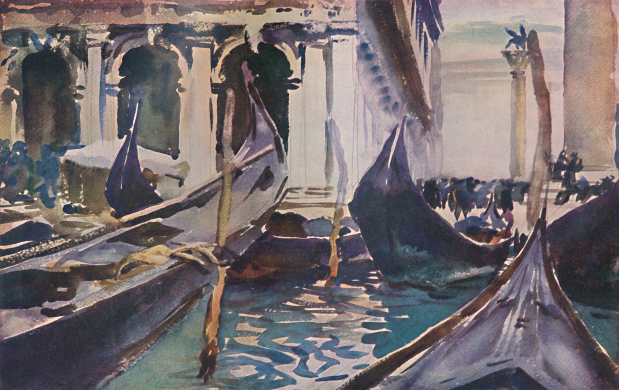 Gondels bij de Piazzetta, ca. 1904, 1925 door John Singer Sargent