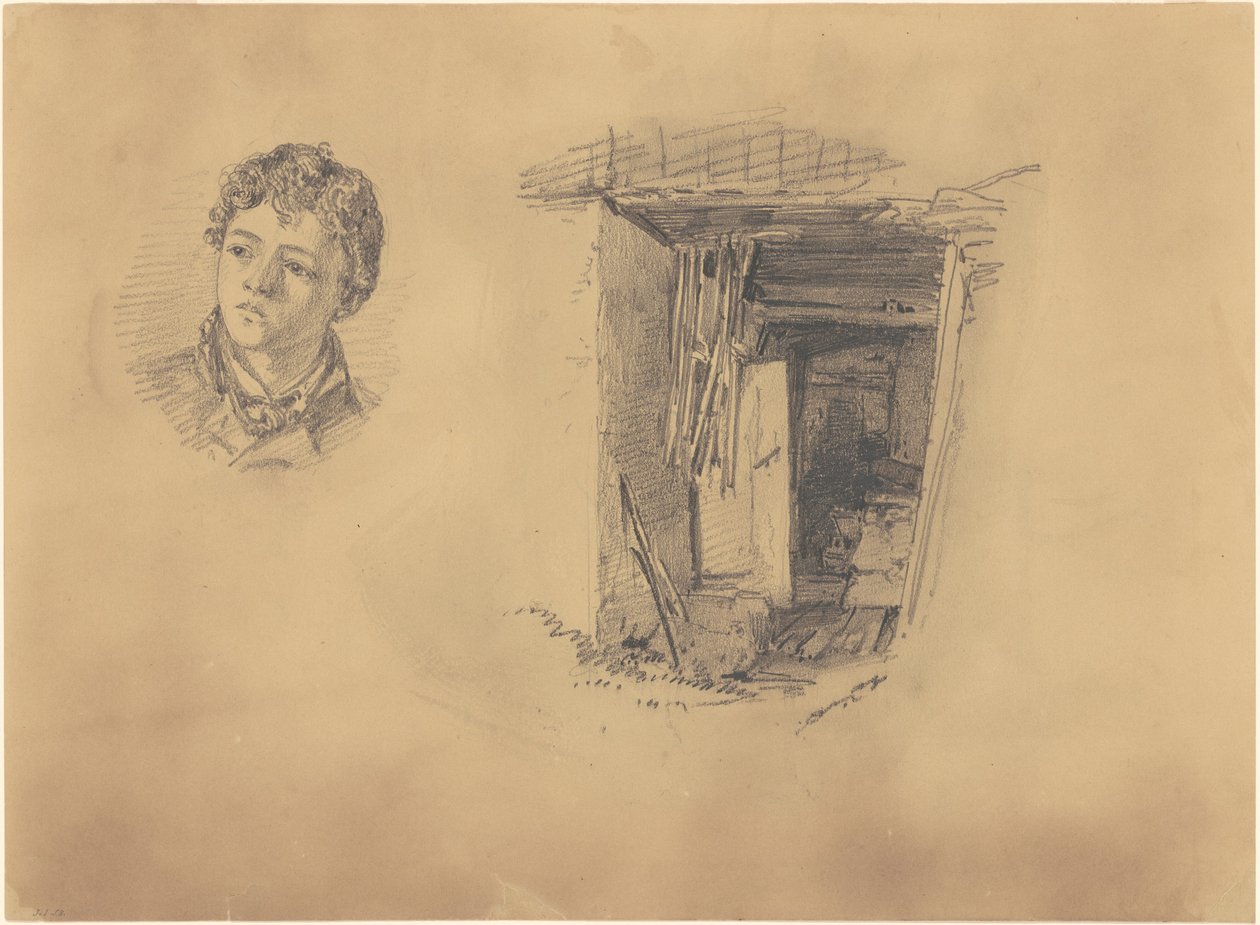 Hoofd van een Jongen; en de Ingang van een Hut door John Singer Sargent