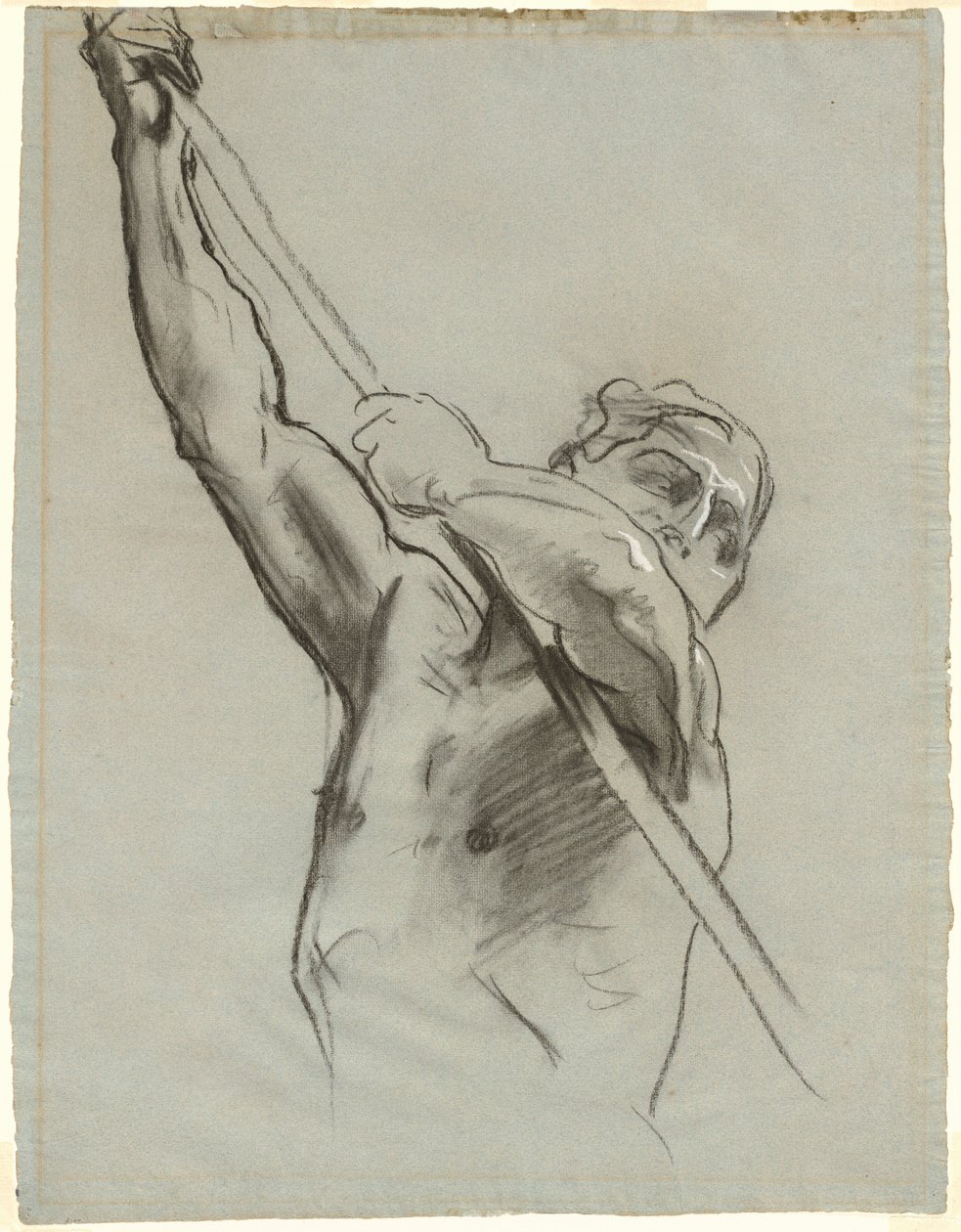 Mannelijke Torso met Paal door John Singer Sargent