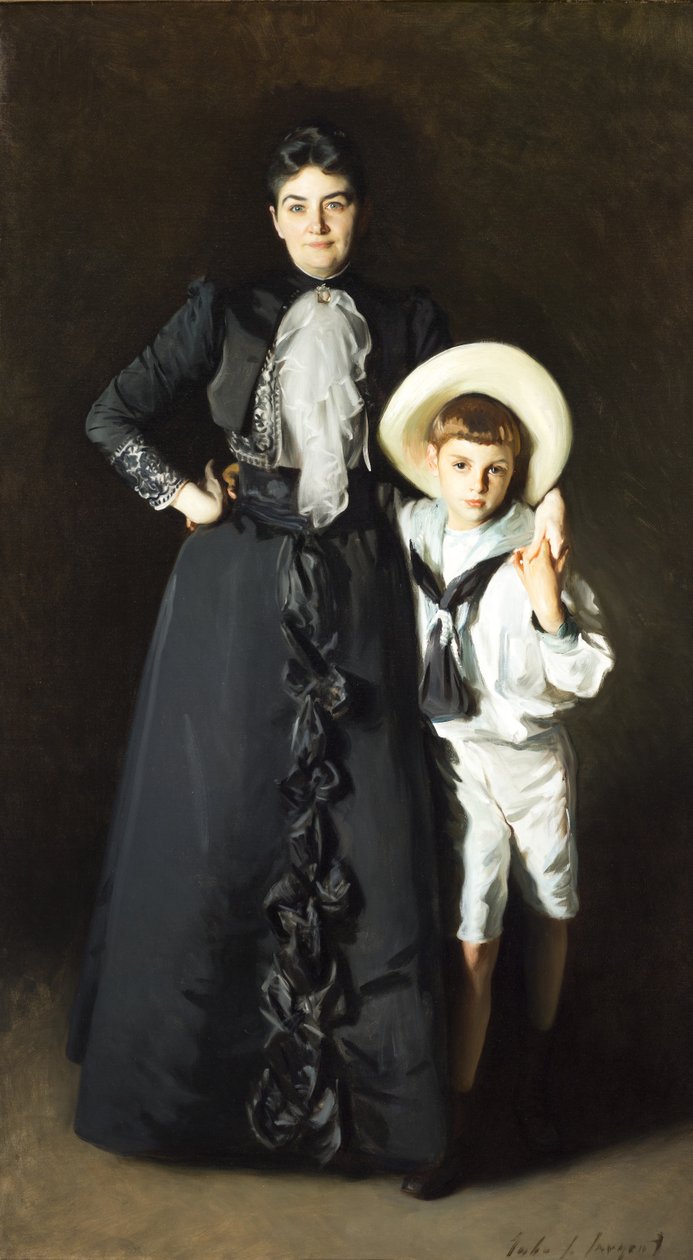 Portret van mevrouw Edward L. Davis en haar zoon Livingston Davis door John Singer Sargent