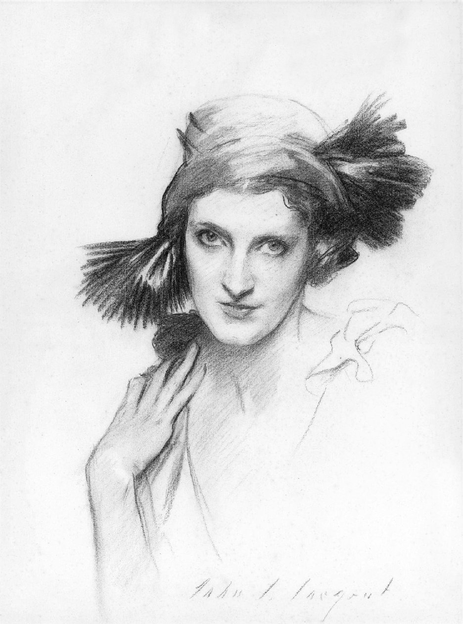 Portret van Mrs Reginald (Daisy) Fellowes (tekening) door John Singer Sargent