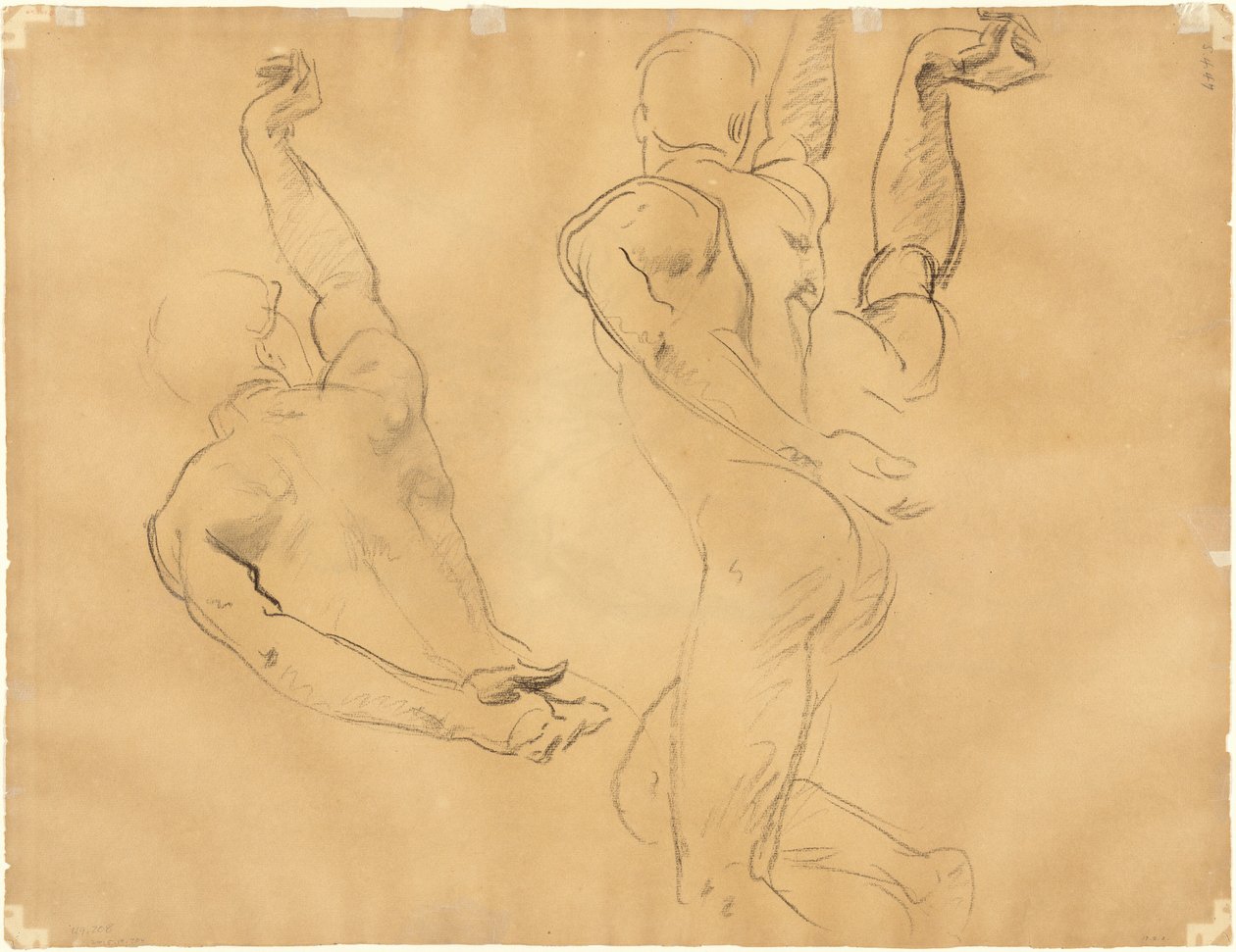 Studies van mannelijke naakten [verso], 1918-1919 door John Singer Sargent