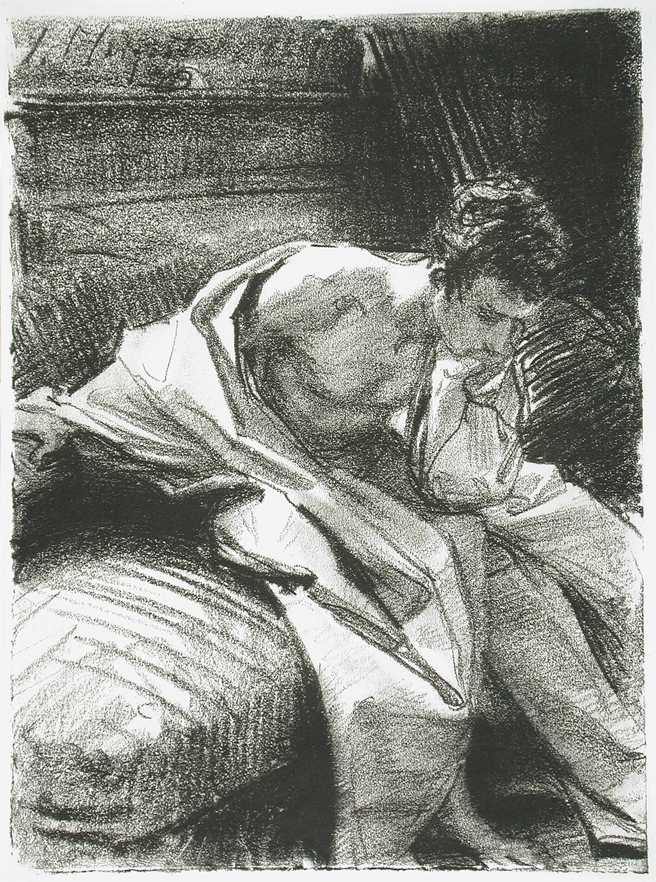Studie van een zittende jongeman door John Singer Sargent