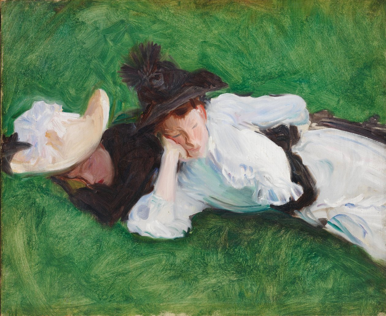 Twee Meisjes op een Grasveld door John Singer Sargent