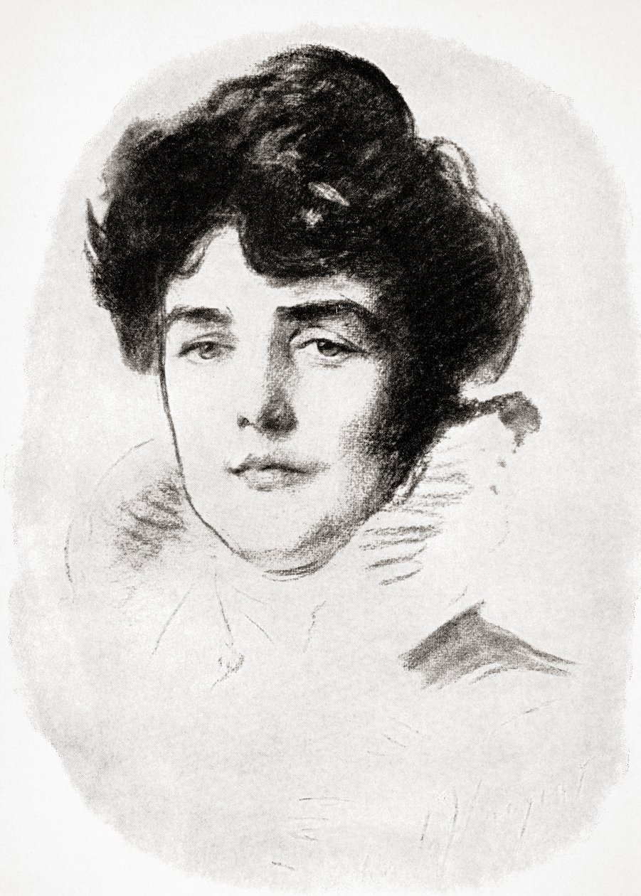 Jeanette Jennie Jerome, Lady Randolph Churchill en moeder van Sir Winston Churchill, uit A Roving Commission door Winston S. Churchill, uitgegeven door Scribners, 1930 door John Singer after Sargent