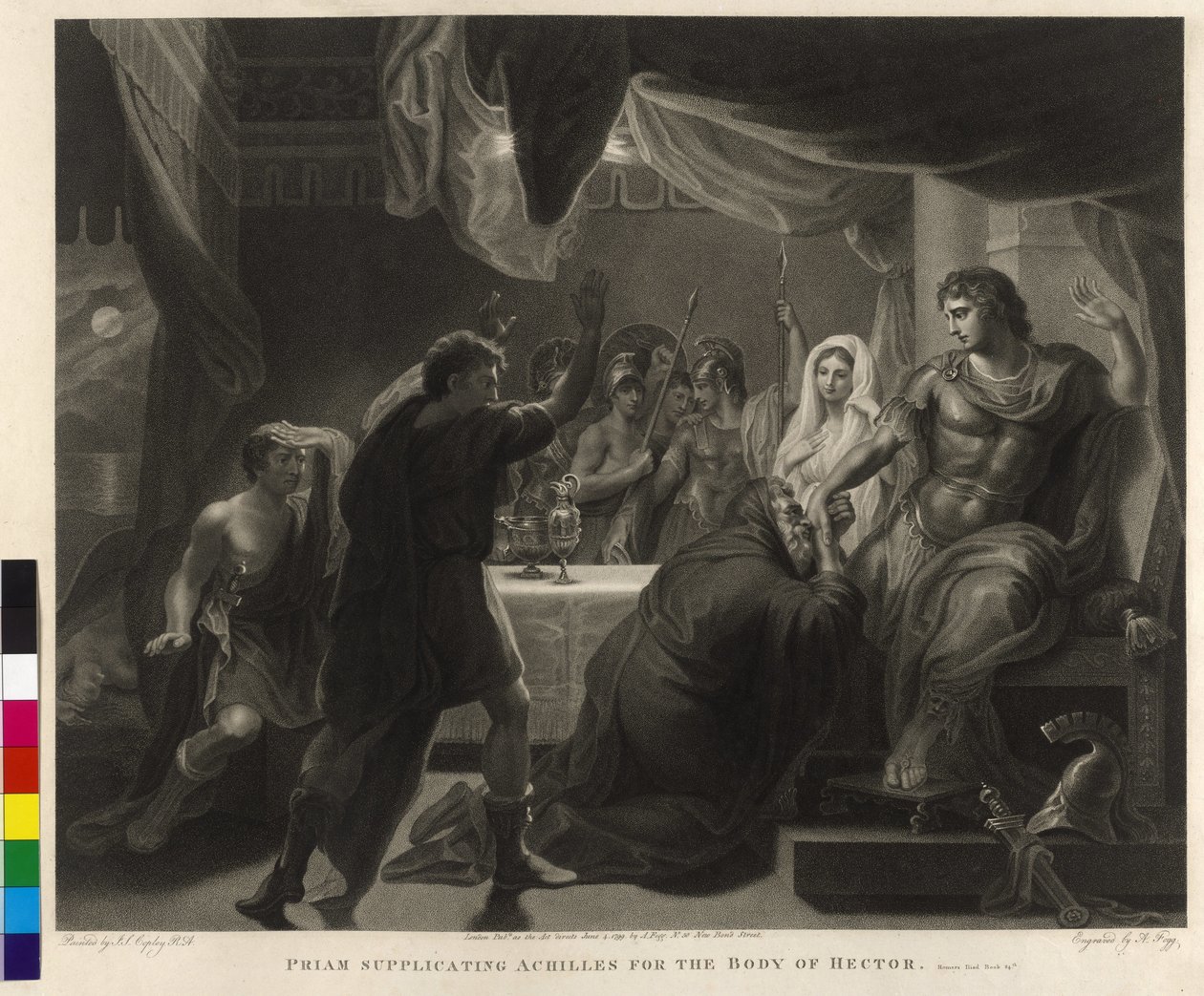Priamus smeekt Achilles om het dode lichaam van Hector door John Singleton Copley