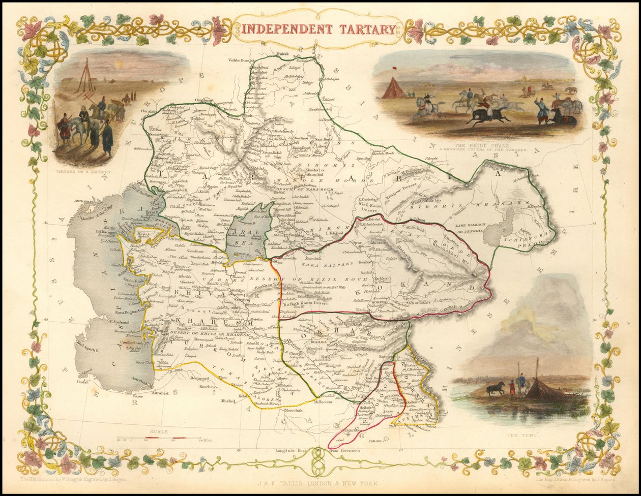 1851 kaart van onafhankelijk Tartarije door John Tallis door John Tallis