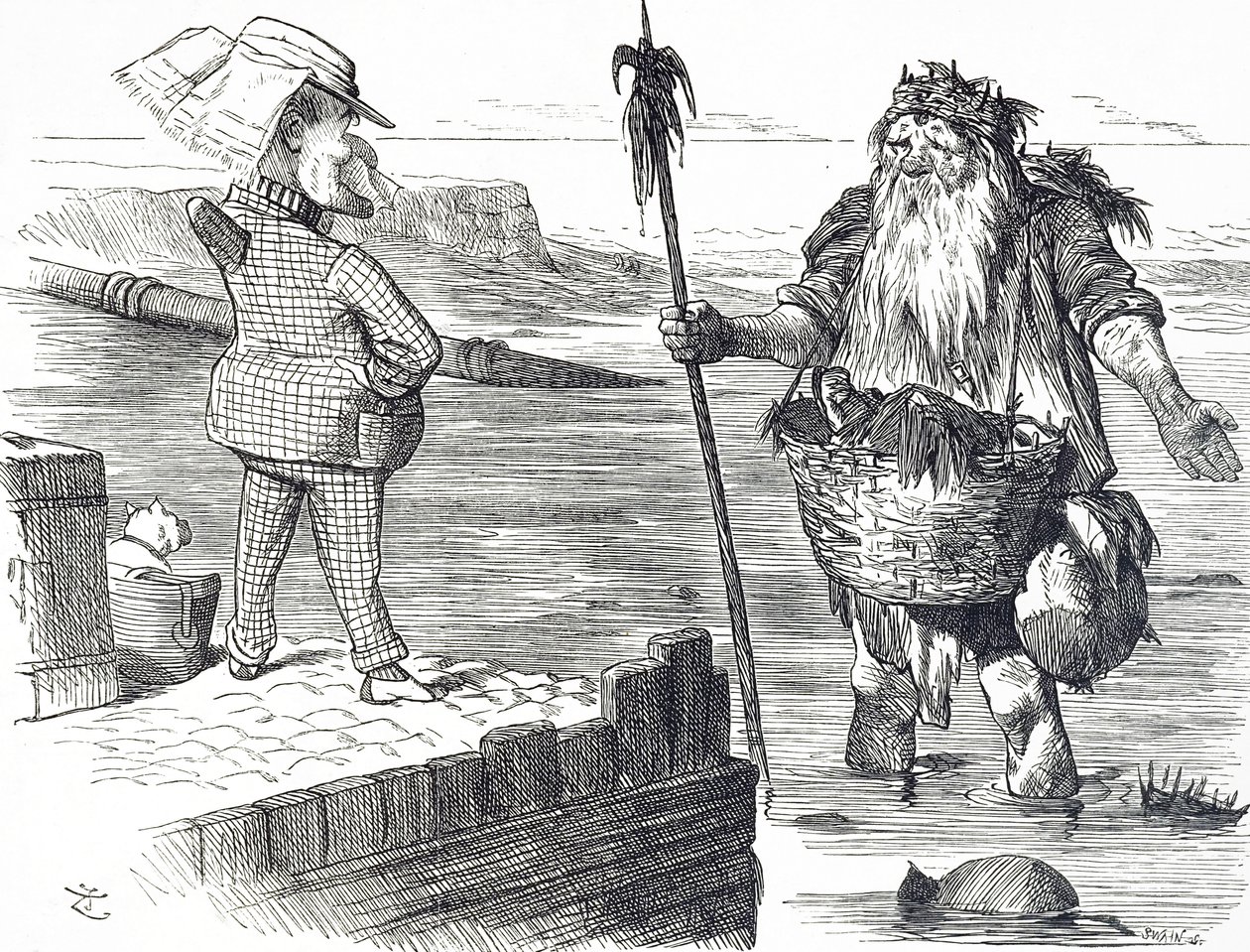 Cartoon over de vervuiling van de Theems in Londen door John Tenniel