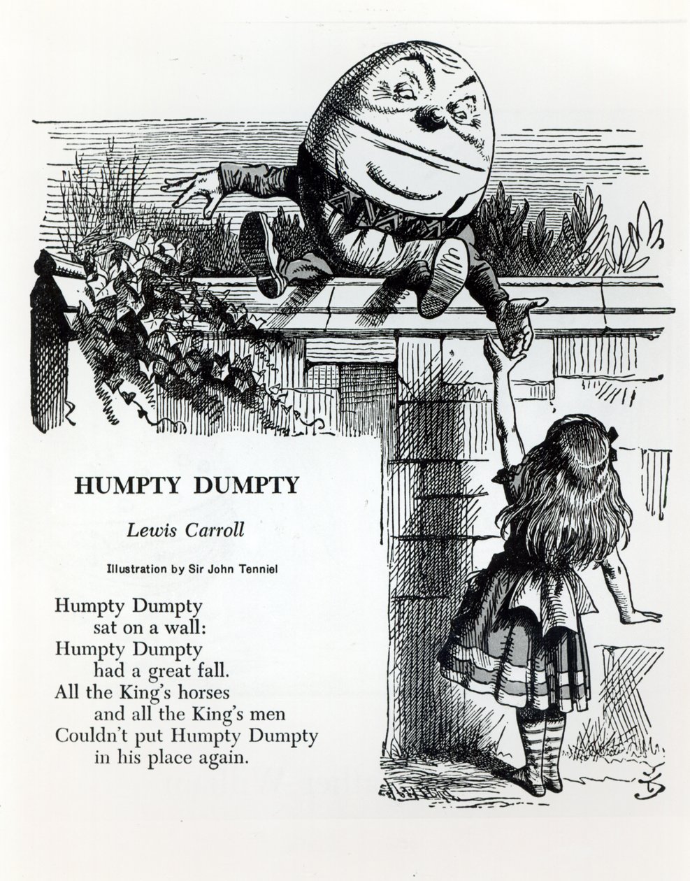Humpty Dumpty, illustratie voor het kinderrijmpje door Lewis Carroll door John Tenniel