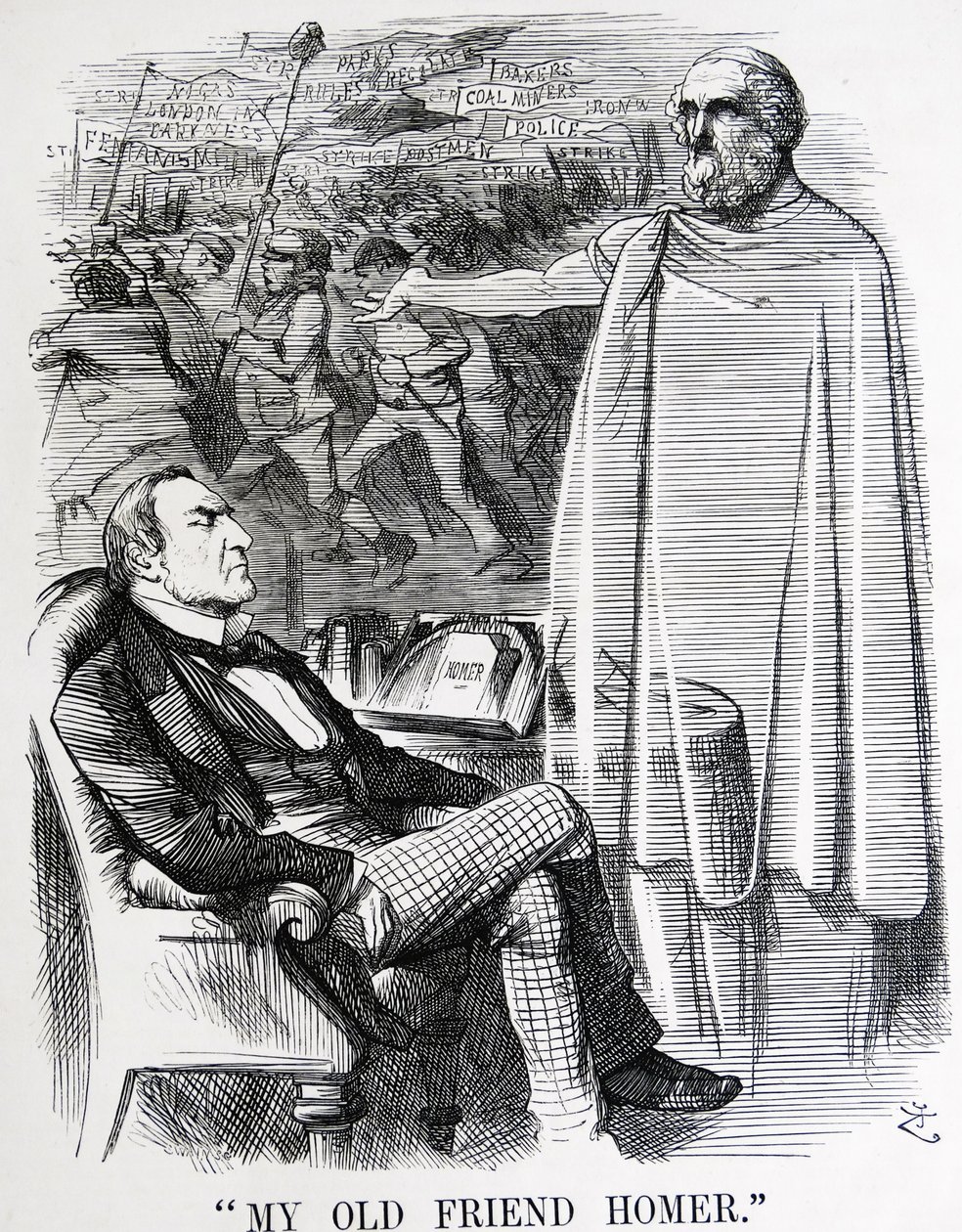 Politieke satire met William Ewart Gladstone en zijn 
