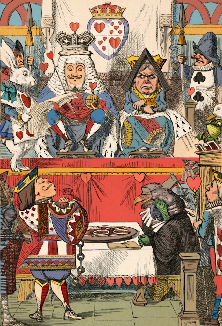De koning en koningin van harten in de rechtbank, 1889 door John Tenniel