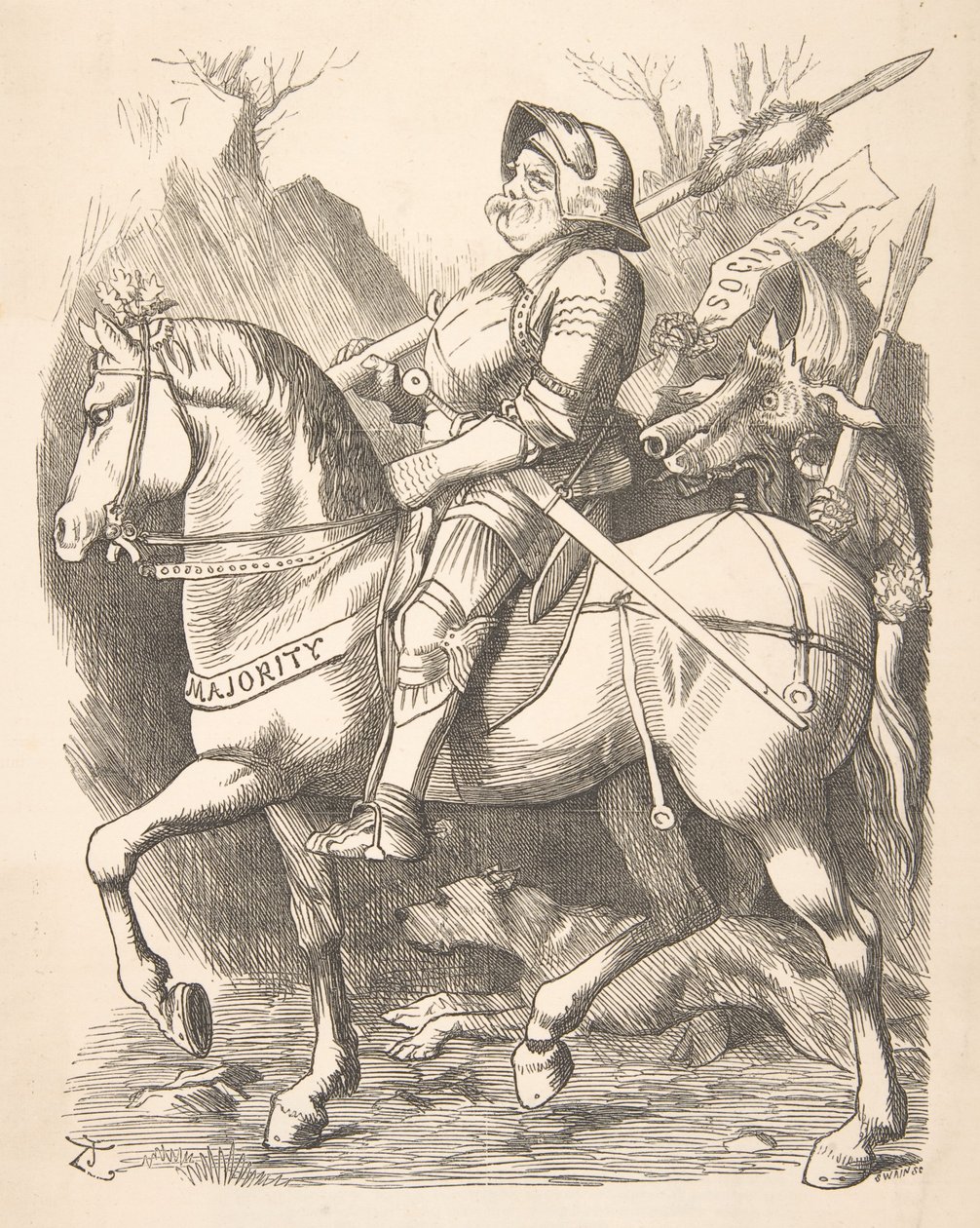 De ridder en zijn metgezel Punch, 5 maart 1887, 1887 door John Tenniel