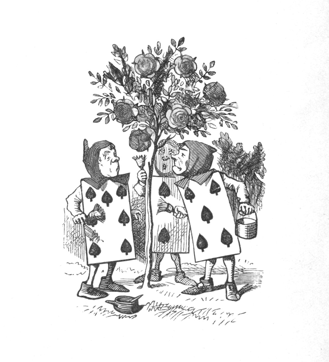De speelkaarten schilderen de rozenstruiken, 1889 door John Tenniel