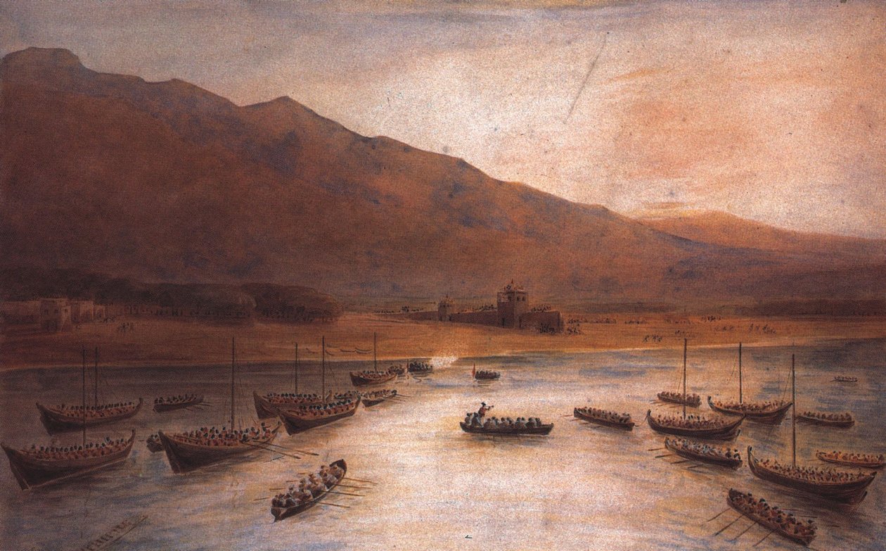 Britse troepen landen bij Ras Al Khaimah 1809 door J. Thirtle door John Thirtle