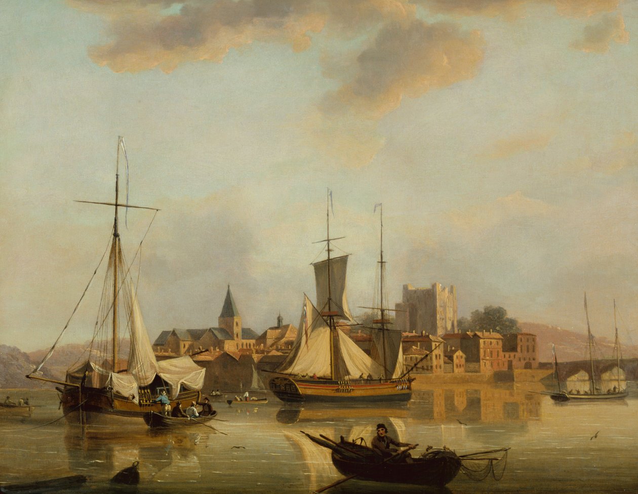 Een Uitzicht op Rochester met Schepen door John Thomas Serres