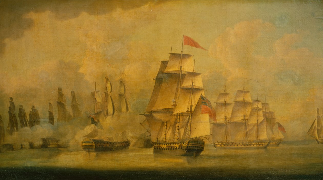 Slag bij de Straat van Malakka, 15 februari 1804 door John Thomas Serres