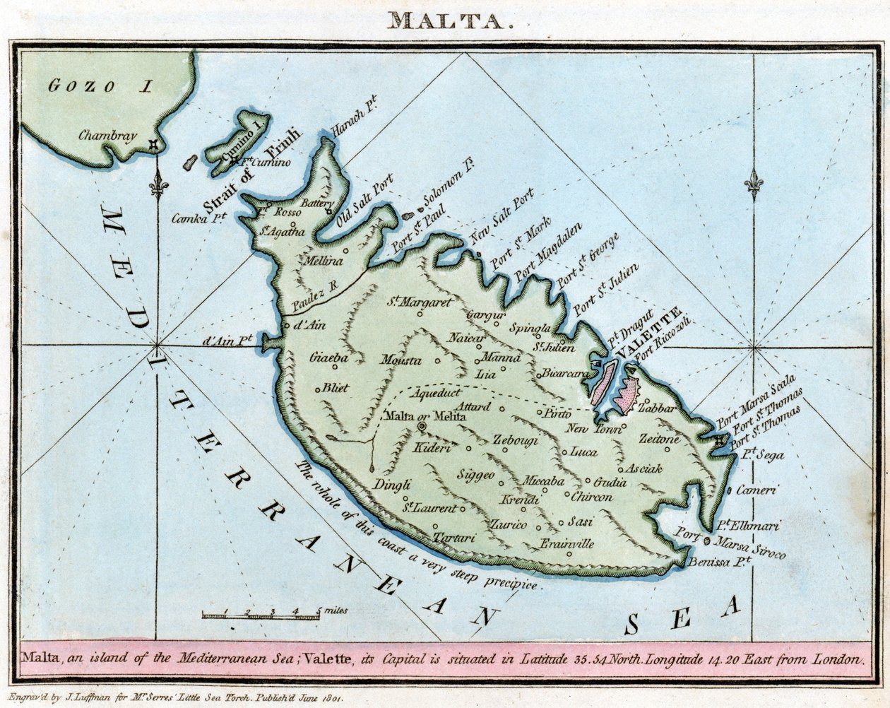 Kaart van Malta door John Thomas Serres
