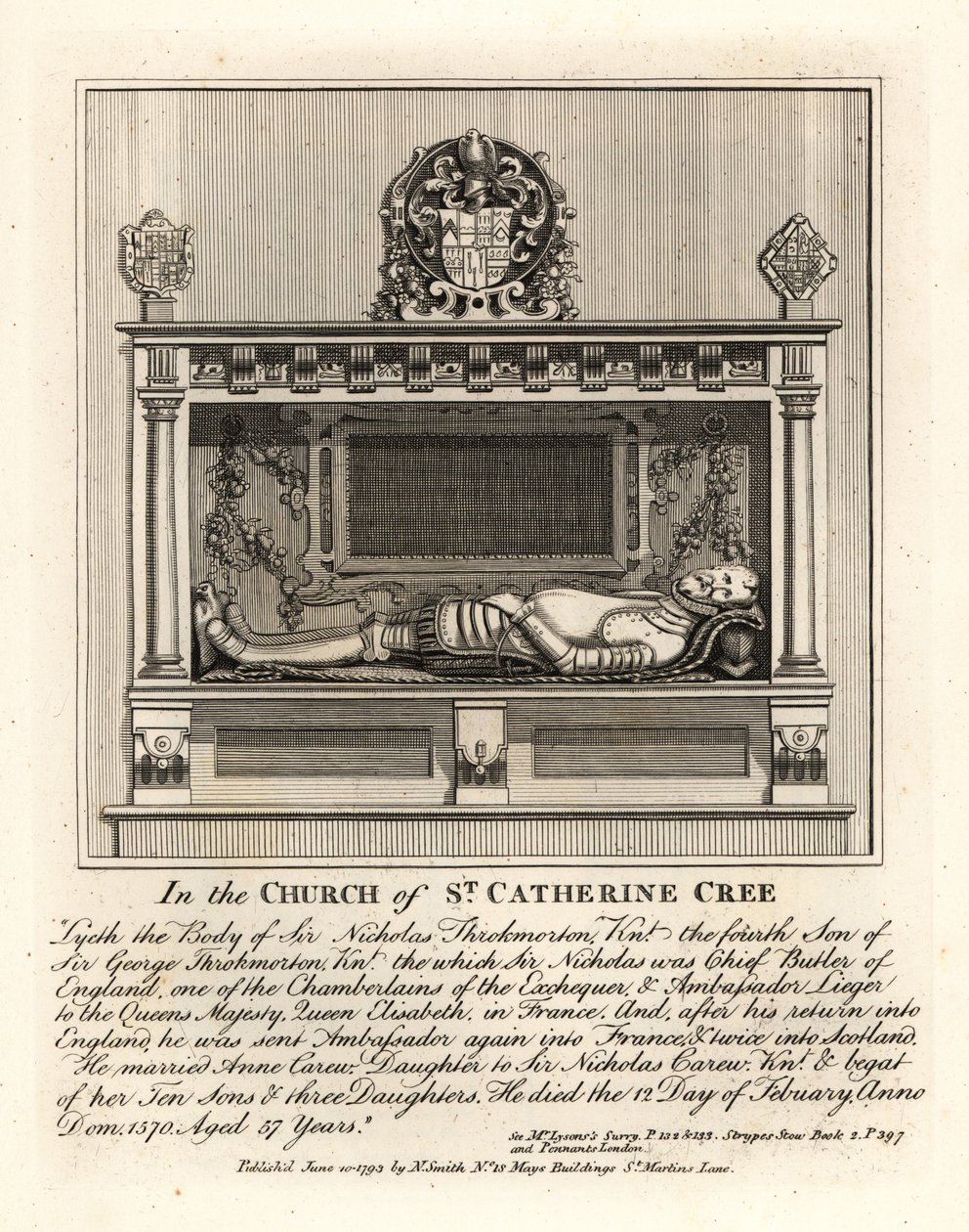 Grafbeeld van Sir Nicholas Throkmorton door John Thomas Smith