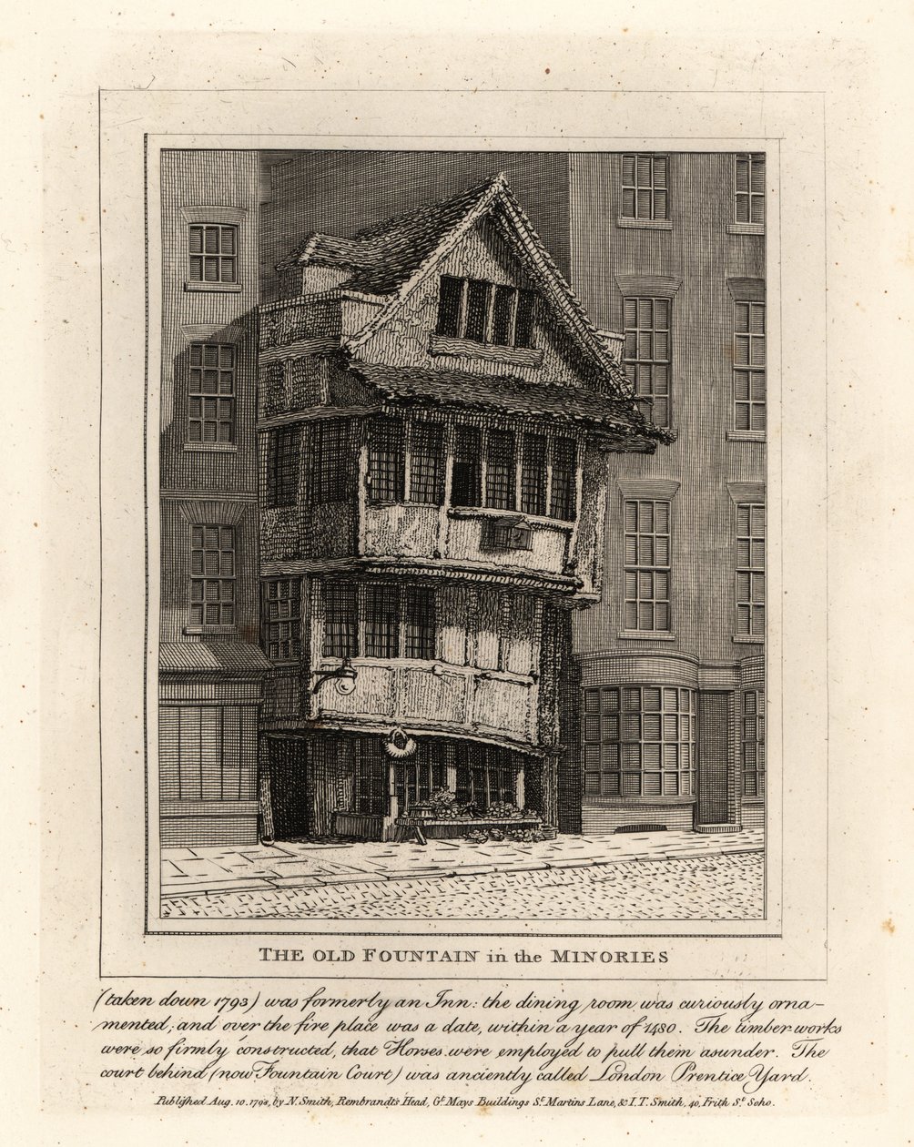 De oude fontein in de parochie Minories, Londen door John Thomas Smith