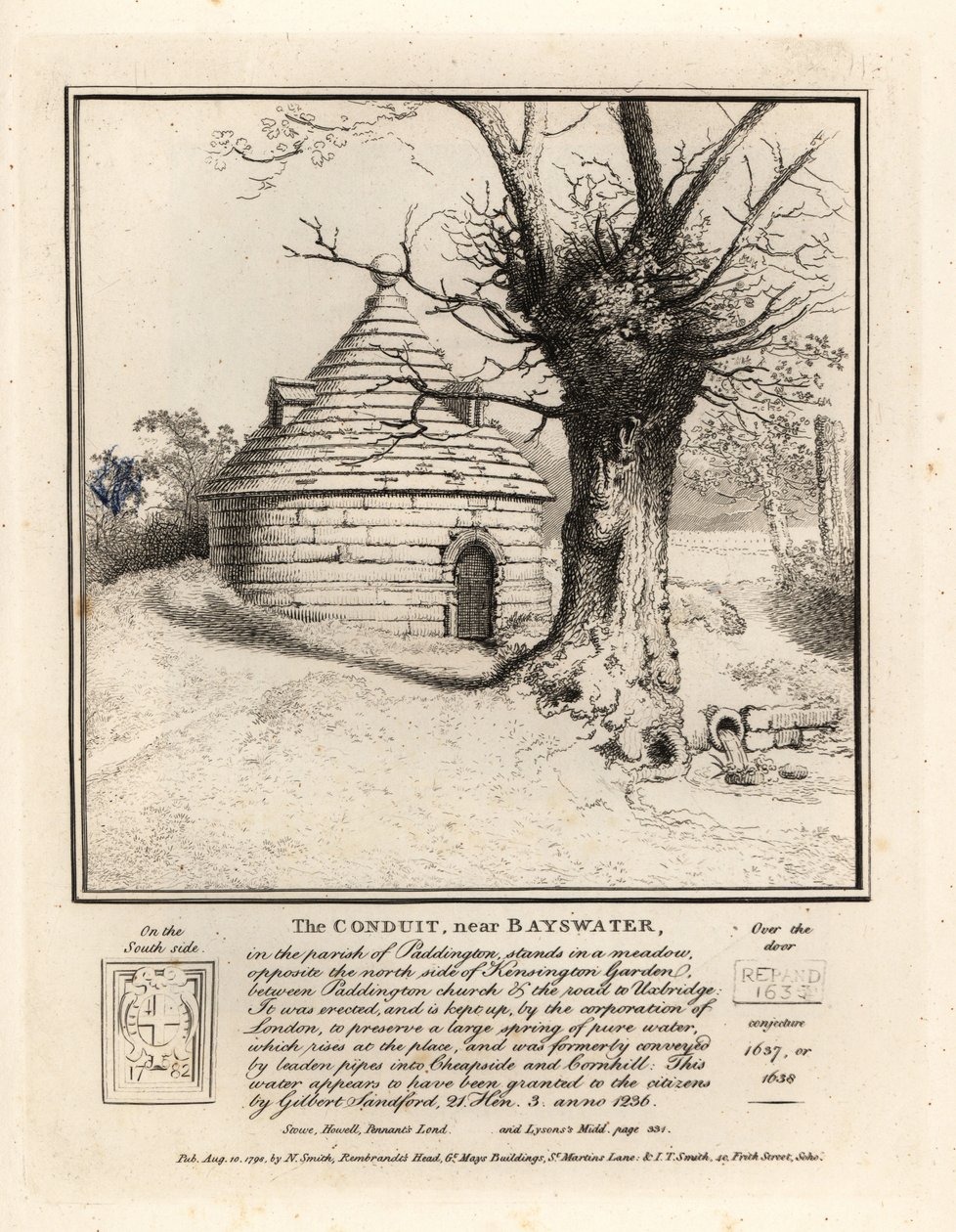 De waterleiding bij Bayswater, Paddington, gebouwd om een grote bron van zuiver water te behouden door John Thomas Smith