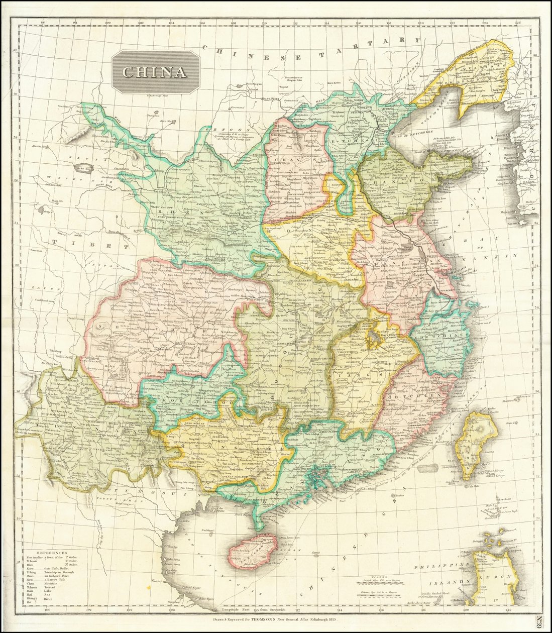 1815 kaart van China door John Thomson