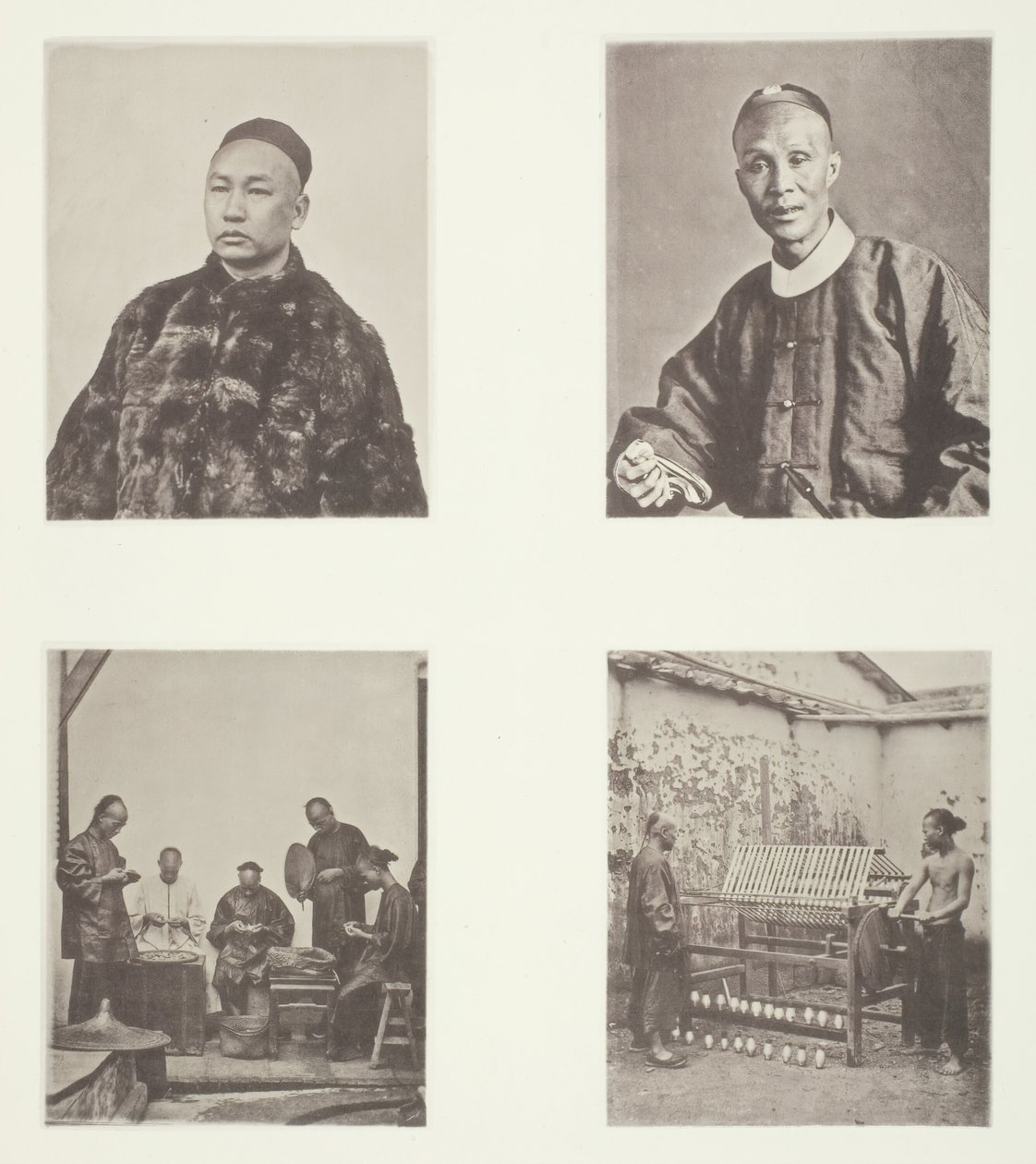 Een Kantonese heer, een Kantonese heer, Schroffing Dollars, Reeling Silk door John Thomson
