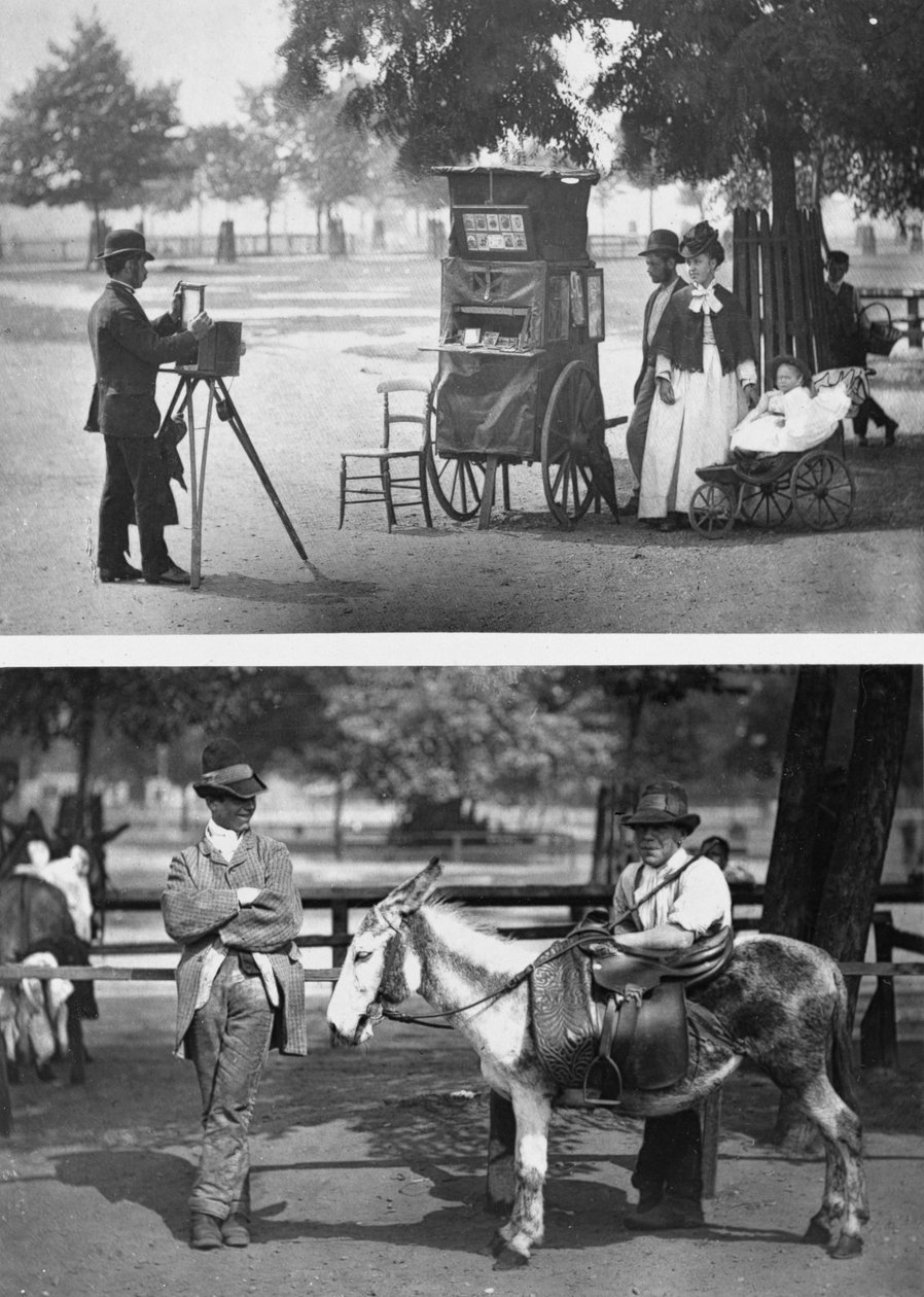 Fotografie op het plein en wachten op huur, 1876-77 door John Thomson