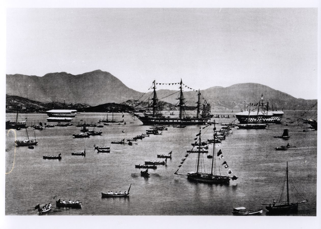 Uitzicht op de haven, Hong Kong, uit 