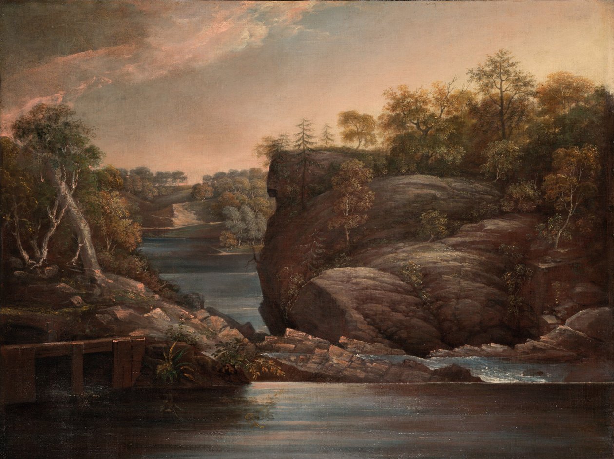 Norwich Falls (of: De watervallen van de Yantic bij Norwich) door John Trumbull