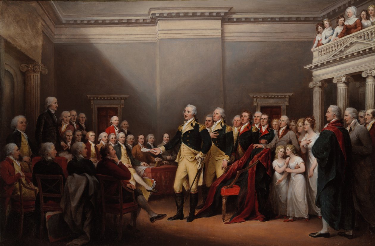 Het aftreden van generaal Washington, 23 december 1783 door John Trumbull