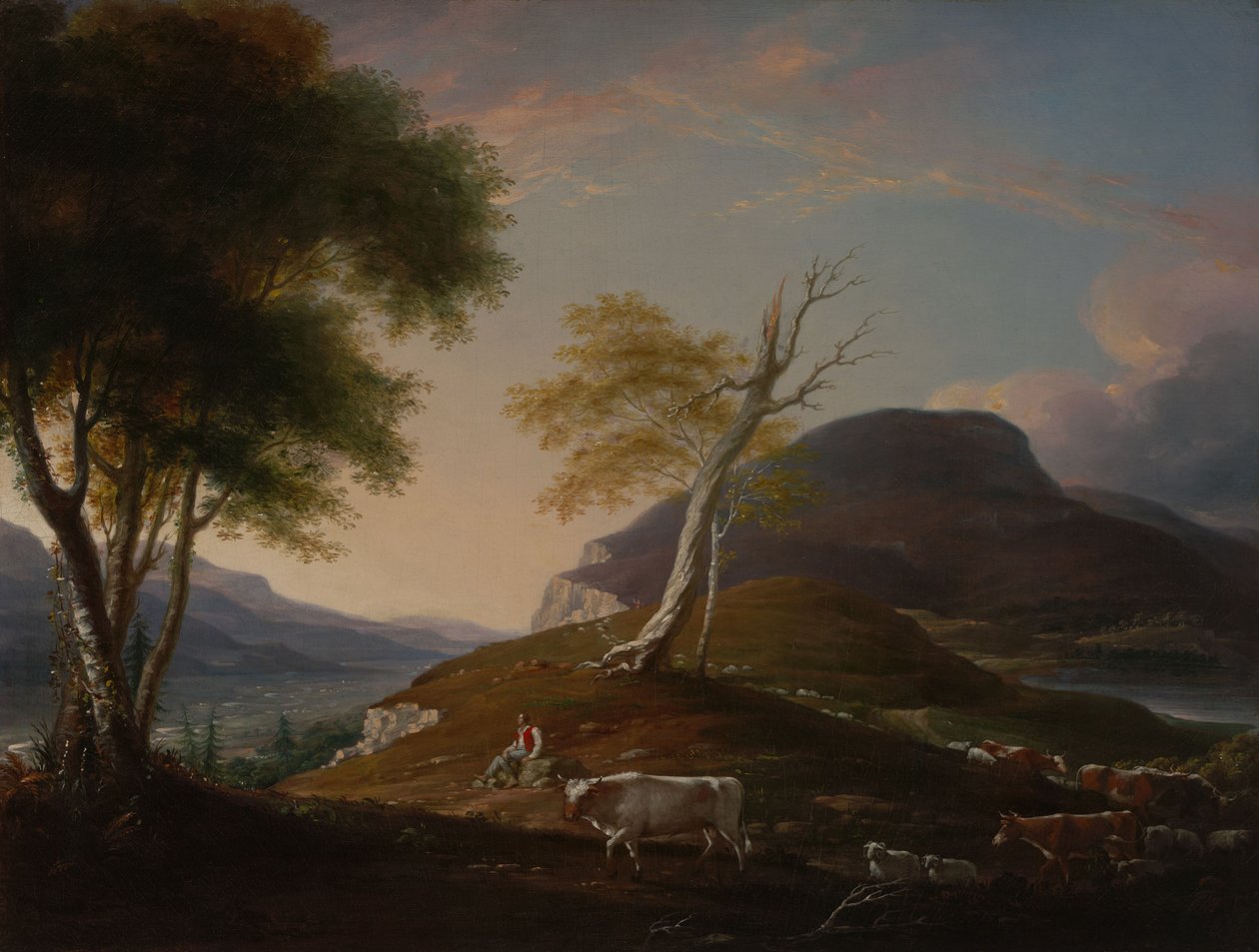 Gezicht op West Mountain bij Hartford door John Trumbull