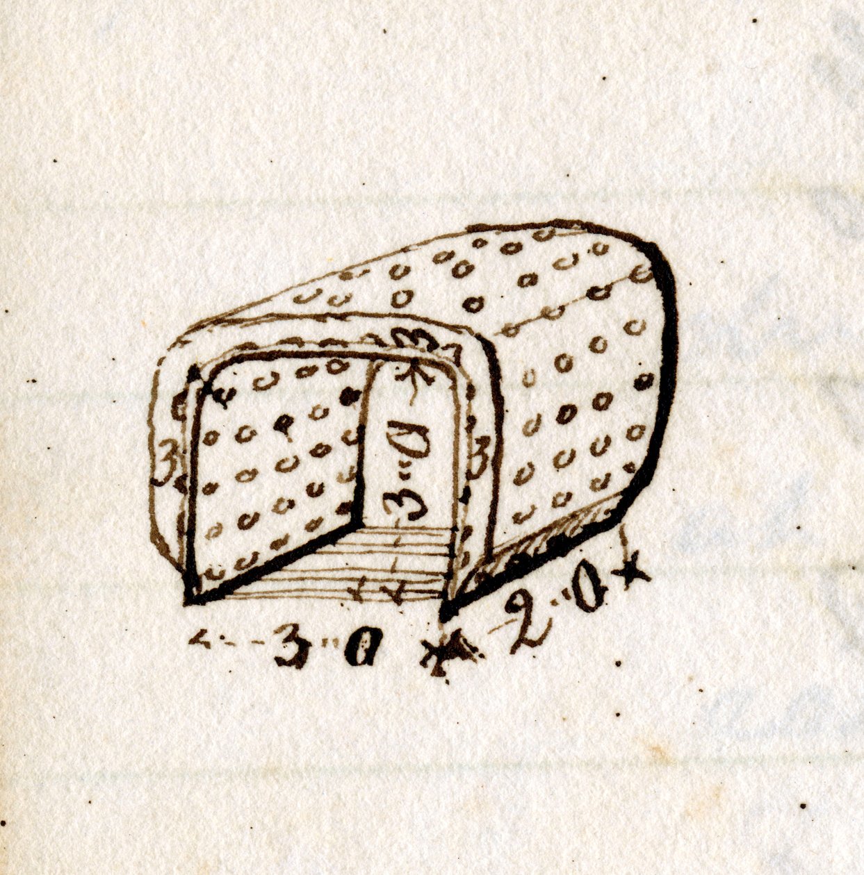Tekening van de vuurhaard van 