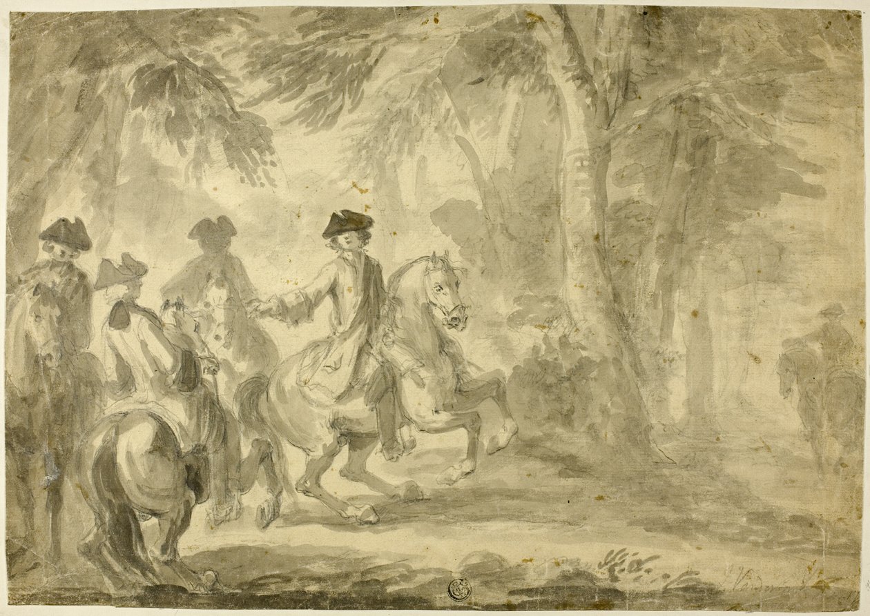 Ruiters in park door John Vanderbank