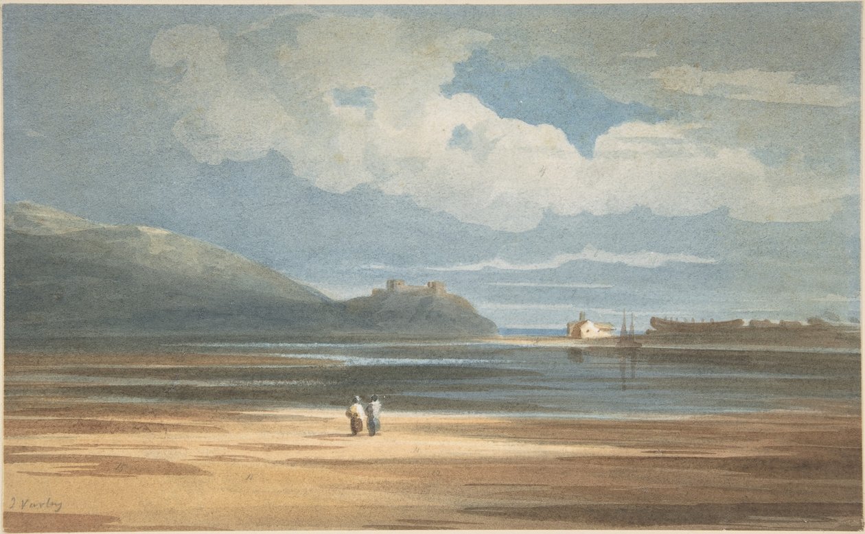 Harlech Castle aan de overzijde van de Traeth Mawr door John Varley