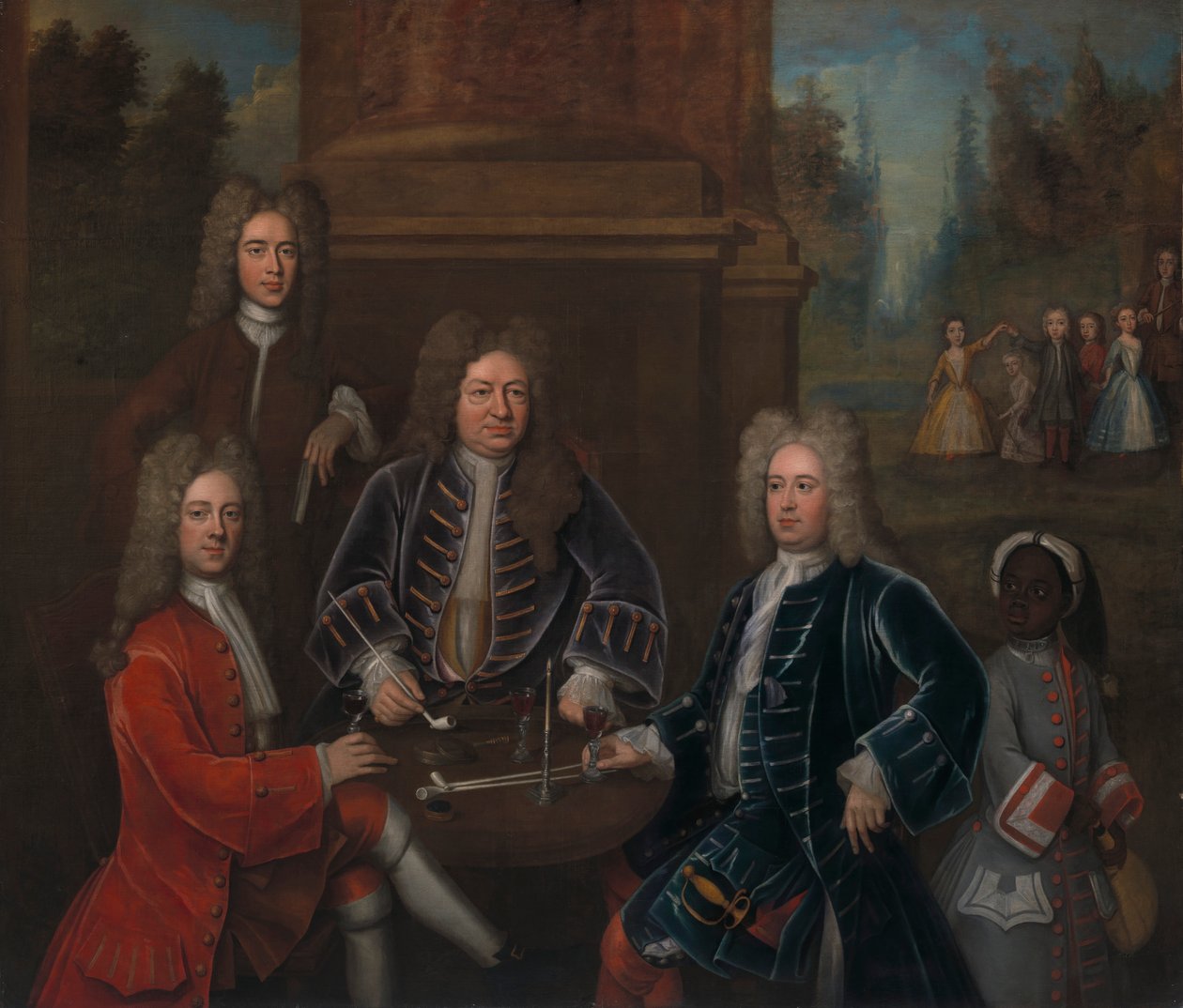 Elihu Yale met Leden van zijn Familie en een Tot Slaaf Gemaakte Kind door John Verelst
